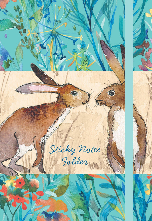 Gifted Stationery Kissing Hares Sticky Notes Folder