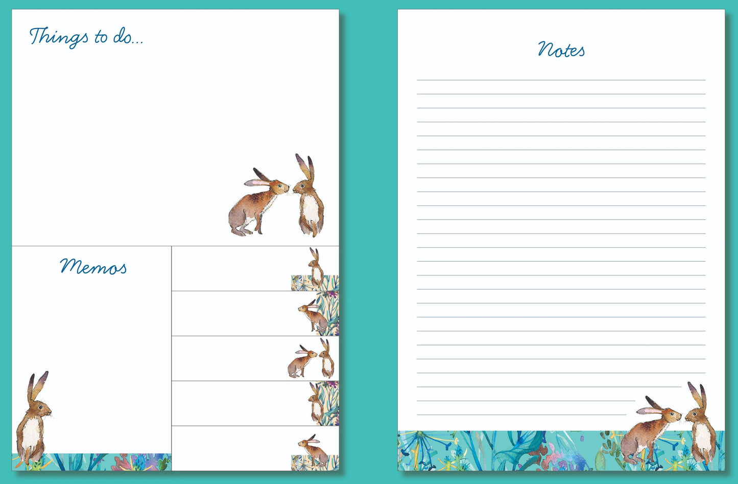 Gifted Stationery Kissing Hares Sticky Notes Folder