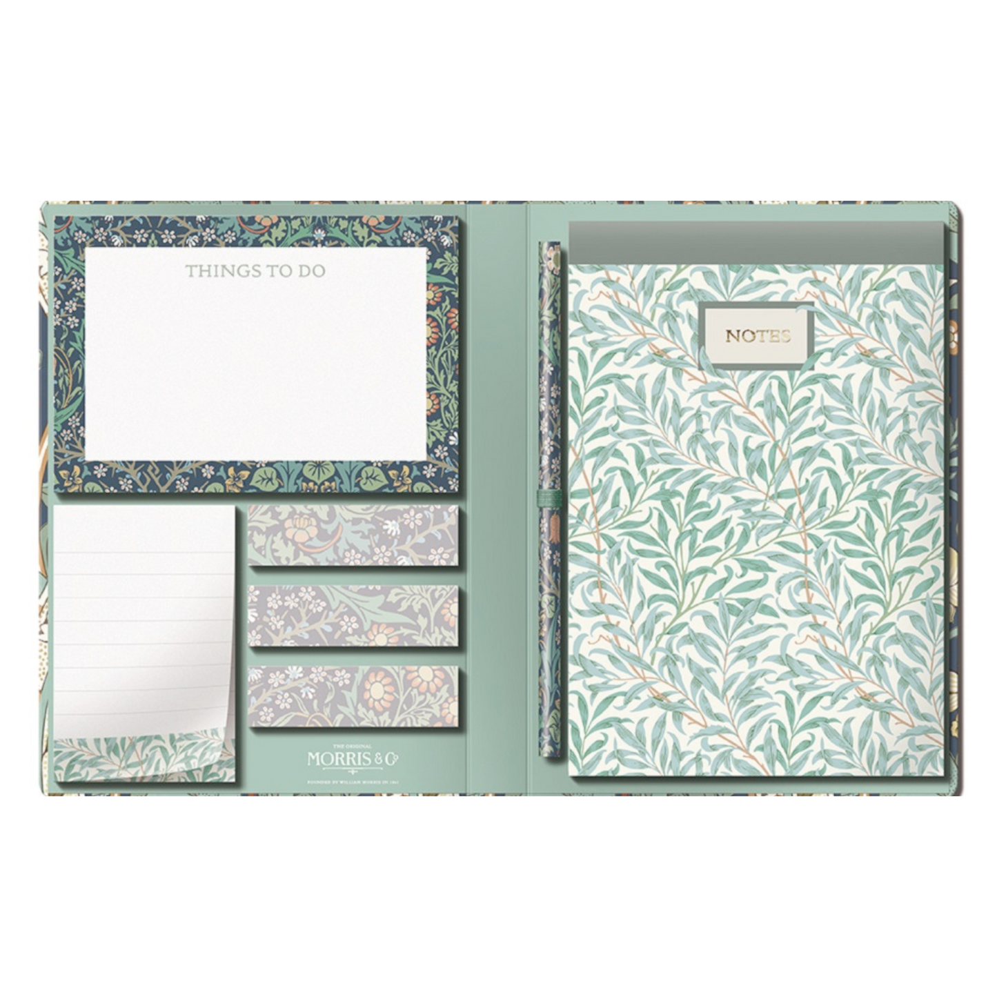 William Morris Daffodil Sticky Notepads Stationery Set Organiser