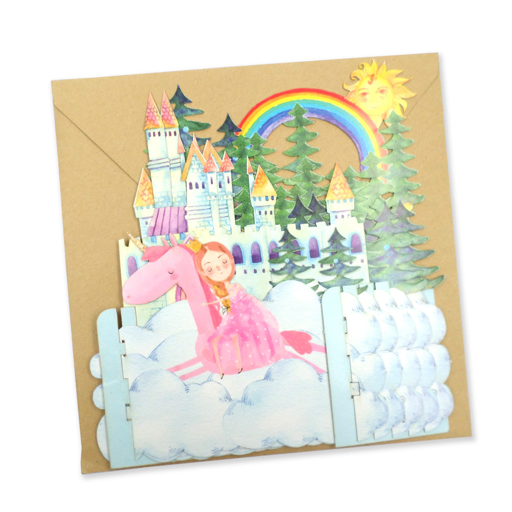 Children's Princess & A Unicorn 3D Pop Up Birthday Greeting Card
