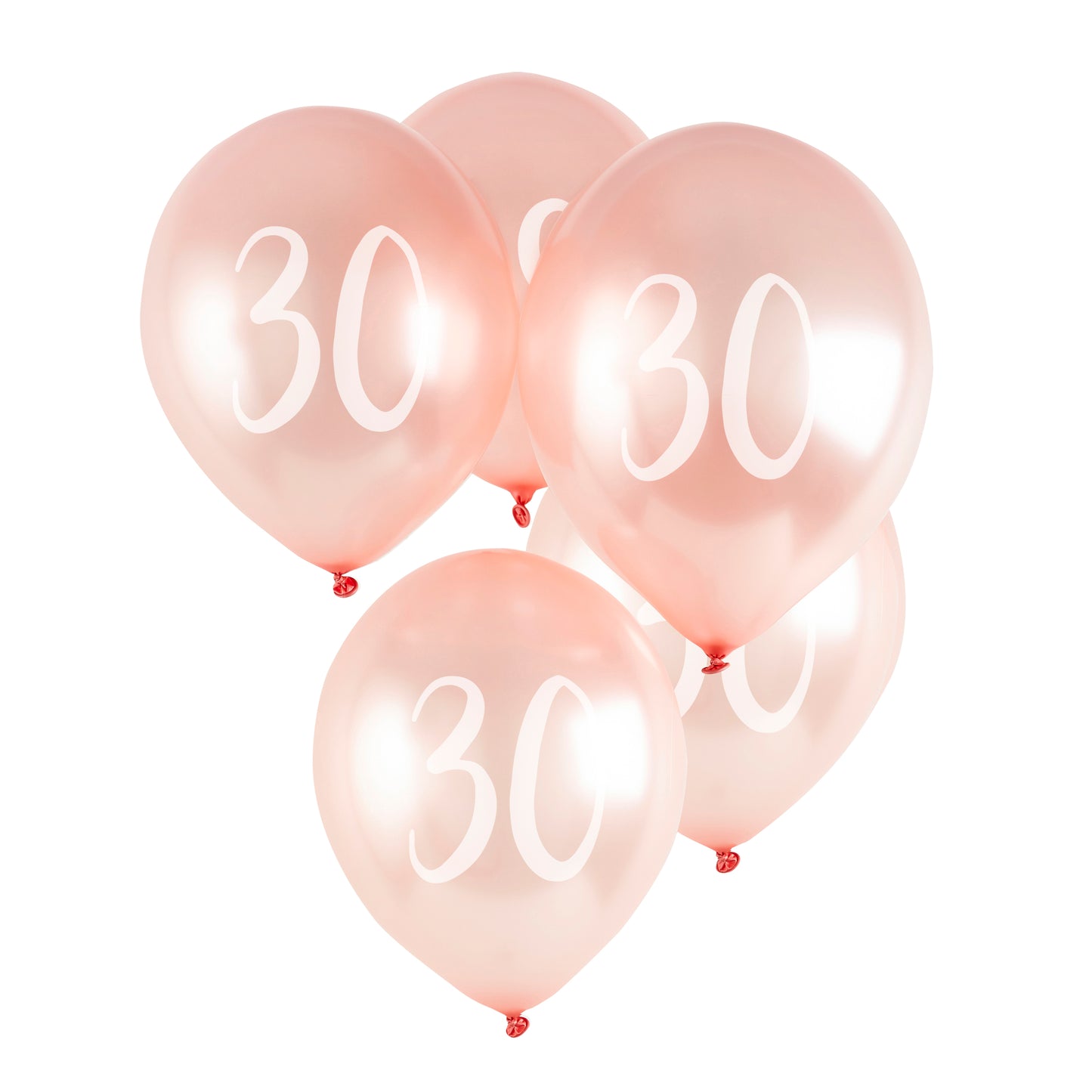 Hootyballoo 5 Pack Rose Gold Number '30' Balloons Birthday Partyware