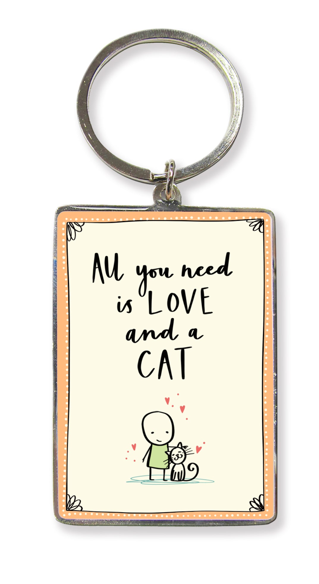 All You Need Is Love & Cat Metallic Keyring