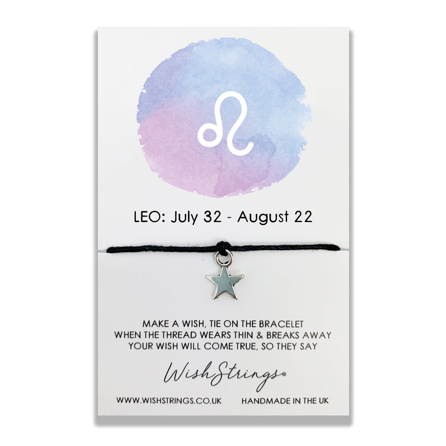 Leo Zodiac Wish String Bracelet With Lucky Charm