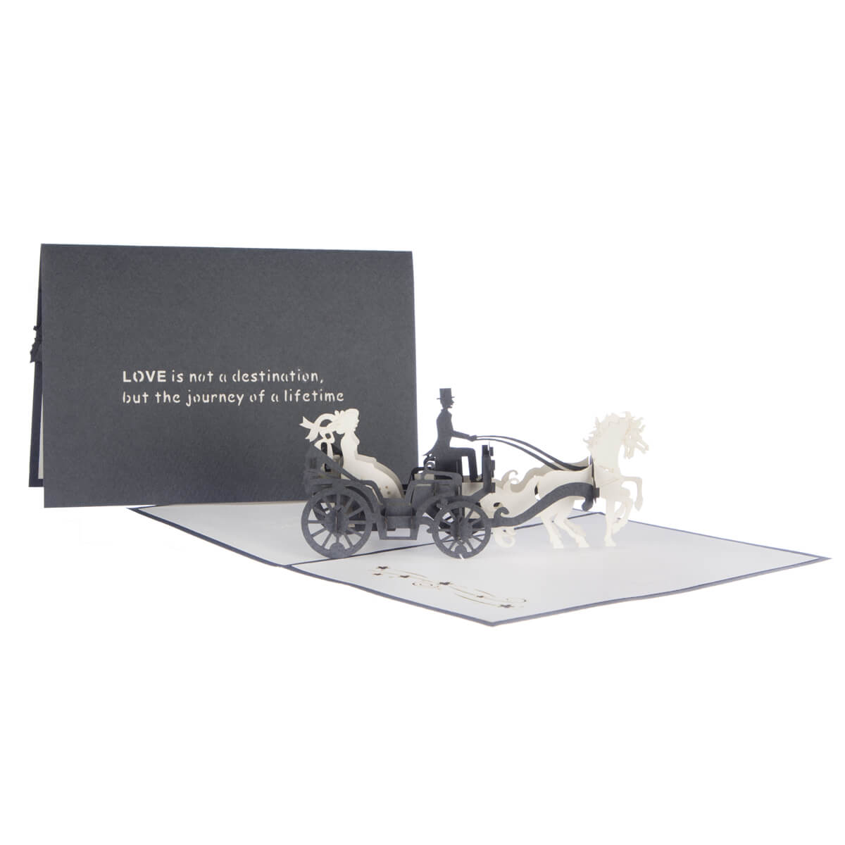 Brides Carriage Pop-Up Female Wedding Greeting Card Blank Inside
