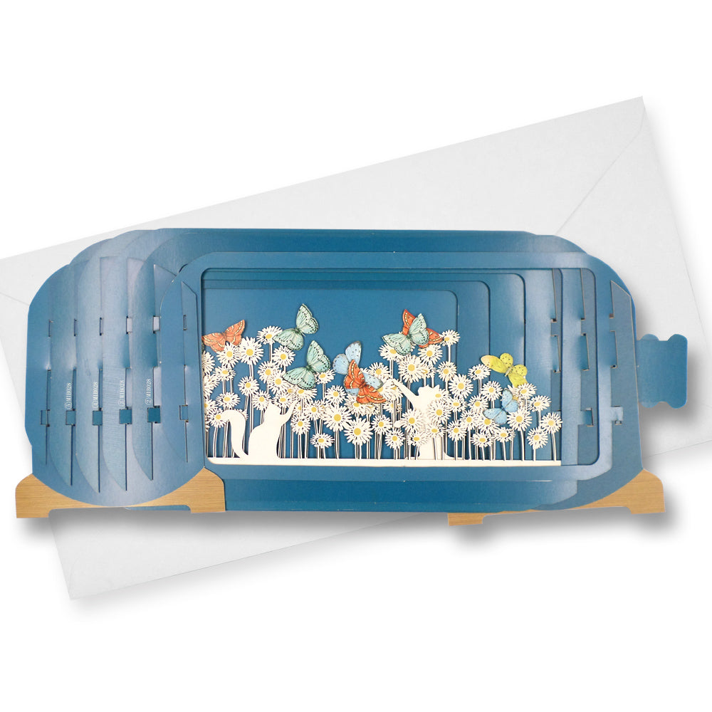 Message In A Bottle Cats & Daisy Pop Up Birthday Greeting Card