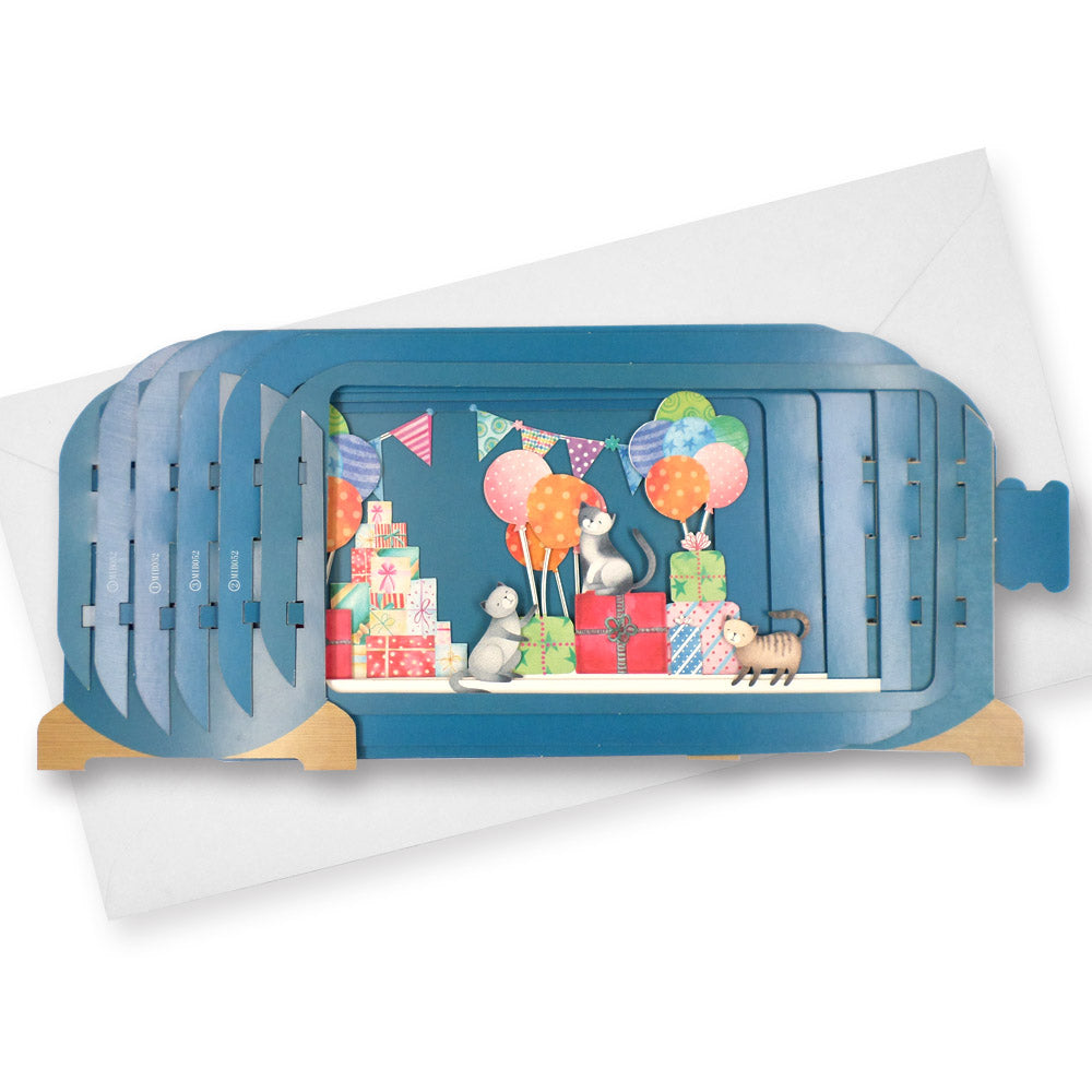 Message In A Bottle Animal Party Pop Up Birthday Greeting Card