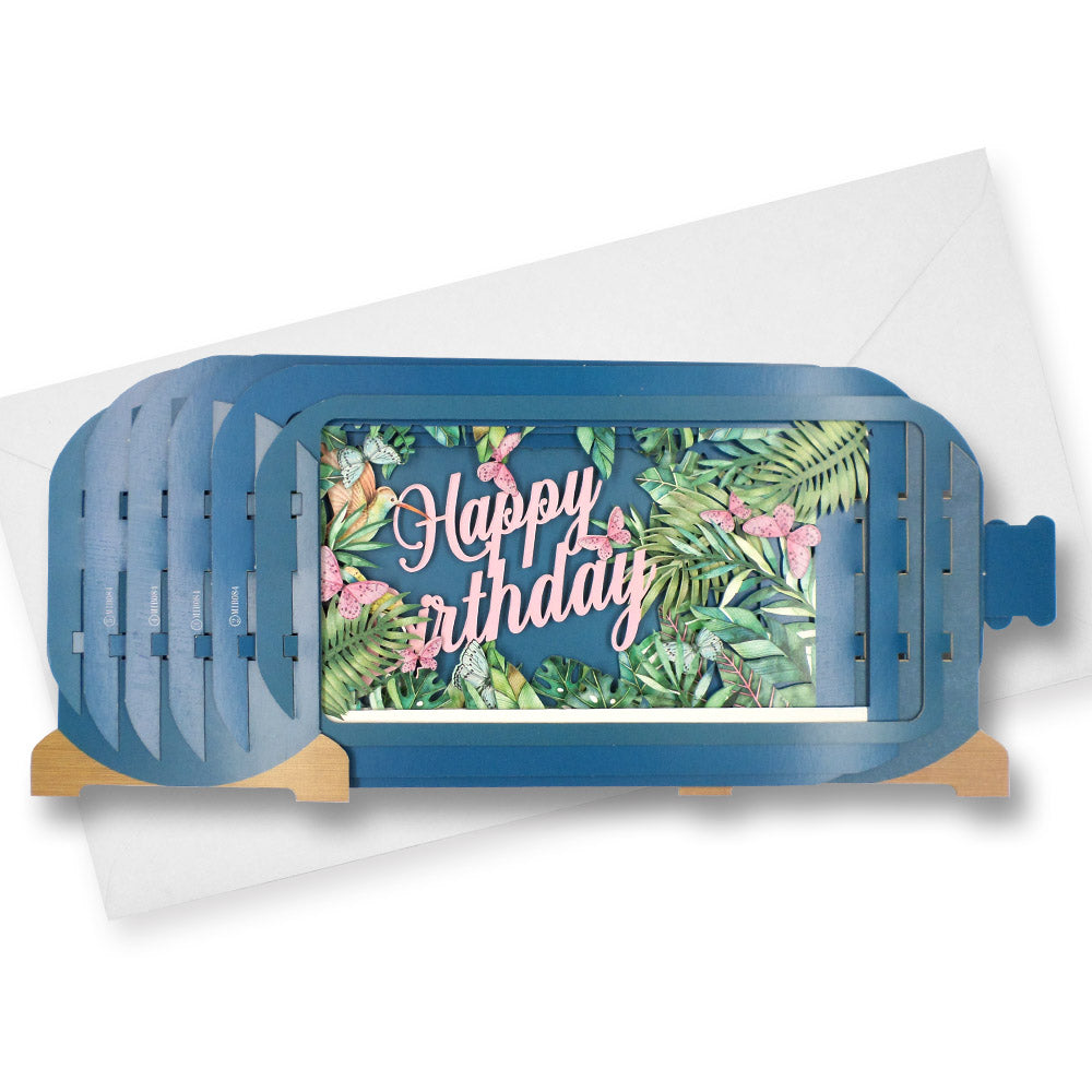 Message In A Bottle Birthday Flowers Pop Up Birthday Greeting Card