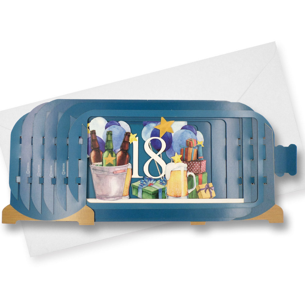 Message In A Bottle Beer 18th Pop Up Birthday Greeting Card