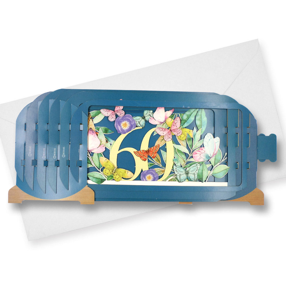 Message In A Bottle Flowers 60th Pop Up Birthday Greeting Card