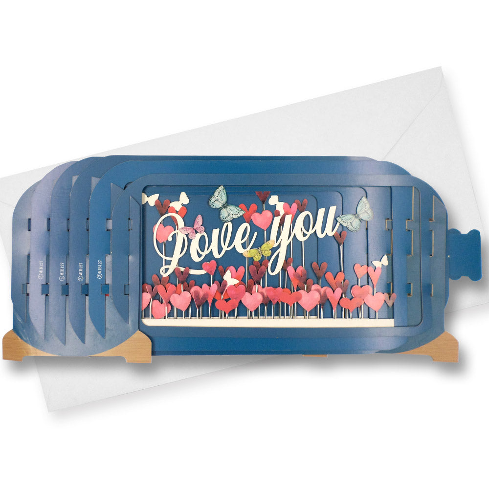 Message In A Bottle Love You Heart Pop Up Greeting Card