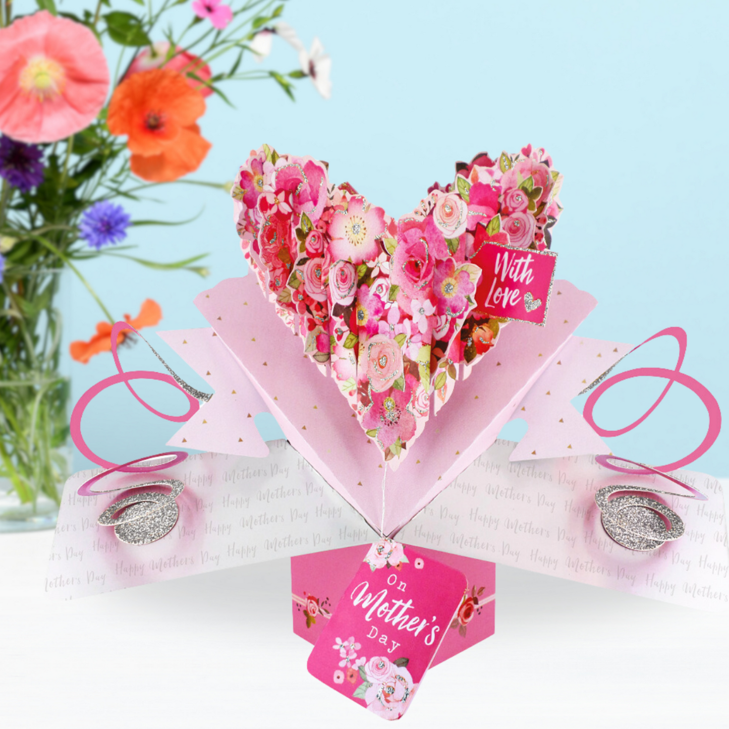 Mother's Day Floral Heart Pop-Up Greeting Card