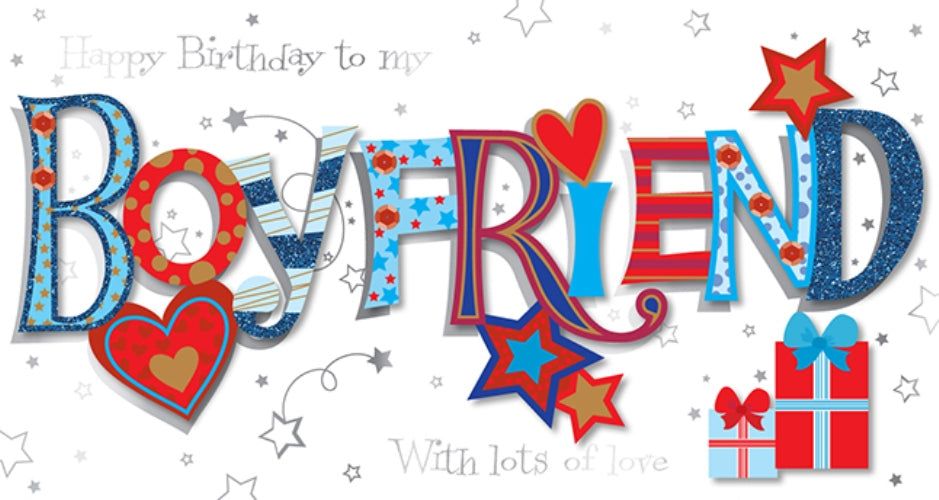 Boyfriend Birthday Handmade Embellished Greeting Card