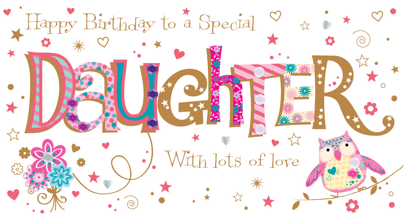 Daughter Birthday Handmade Embellished Greeting Card