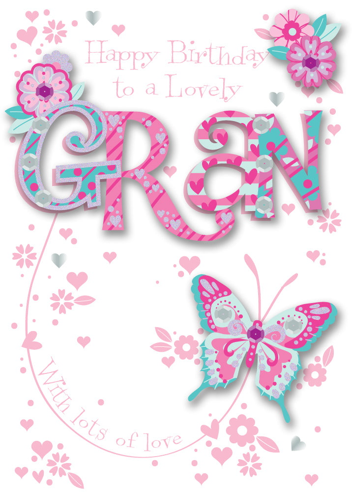 Gran Birthday Embellished Greeting Card
