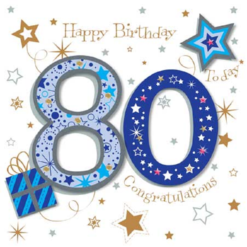 80th Congratulations Embellished Birthday Greeting Card