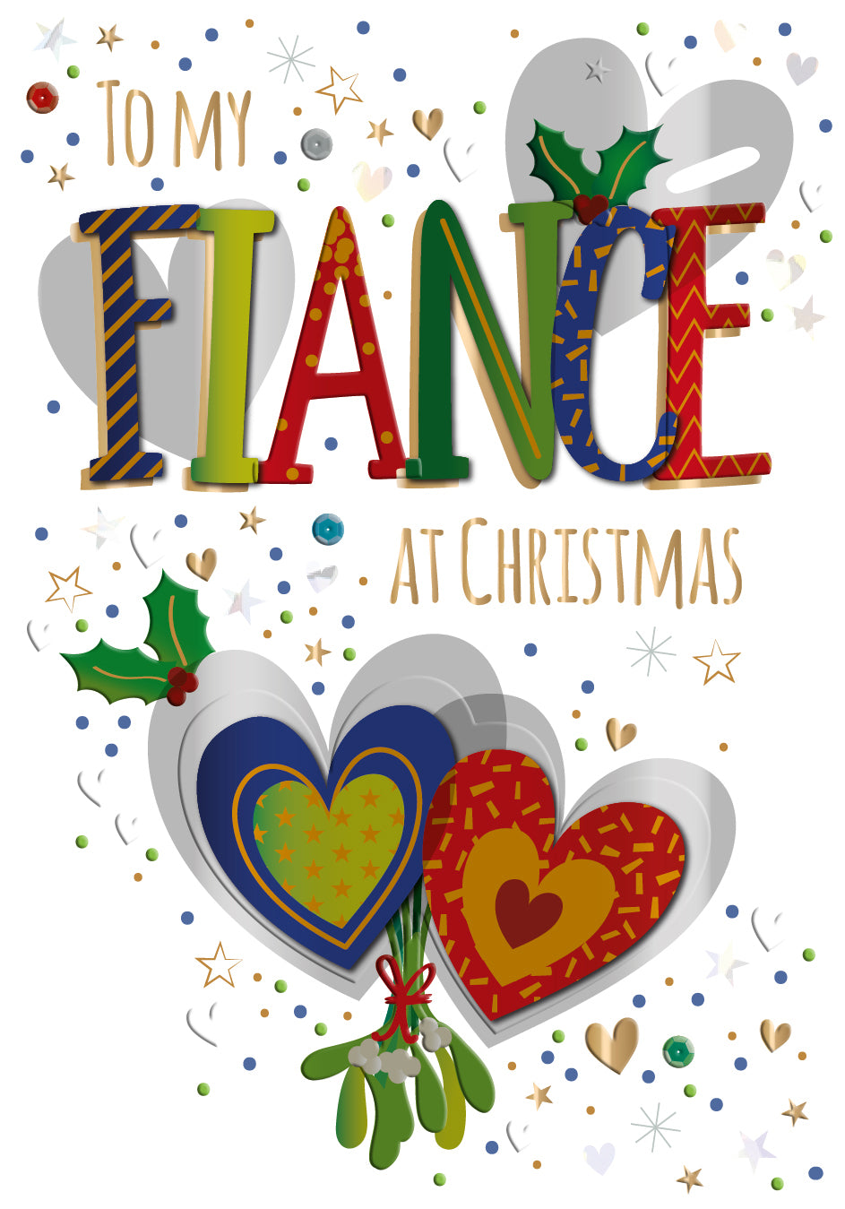 To My Fiance At Christmas Embellished Christmas Greeting Card