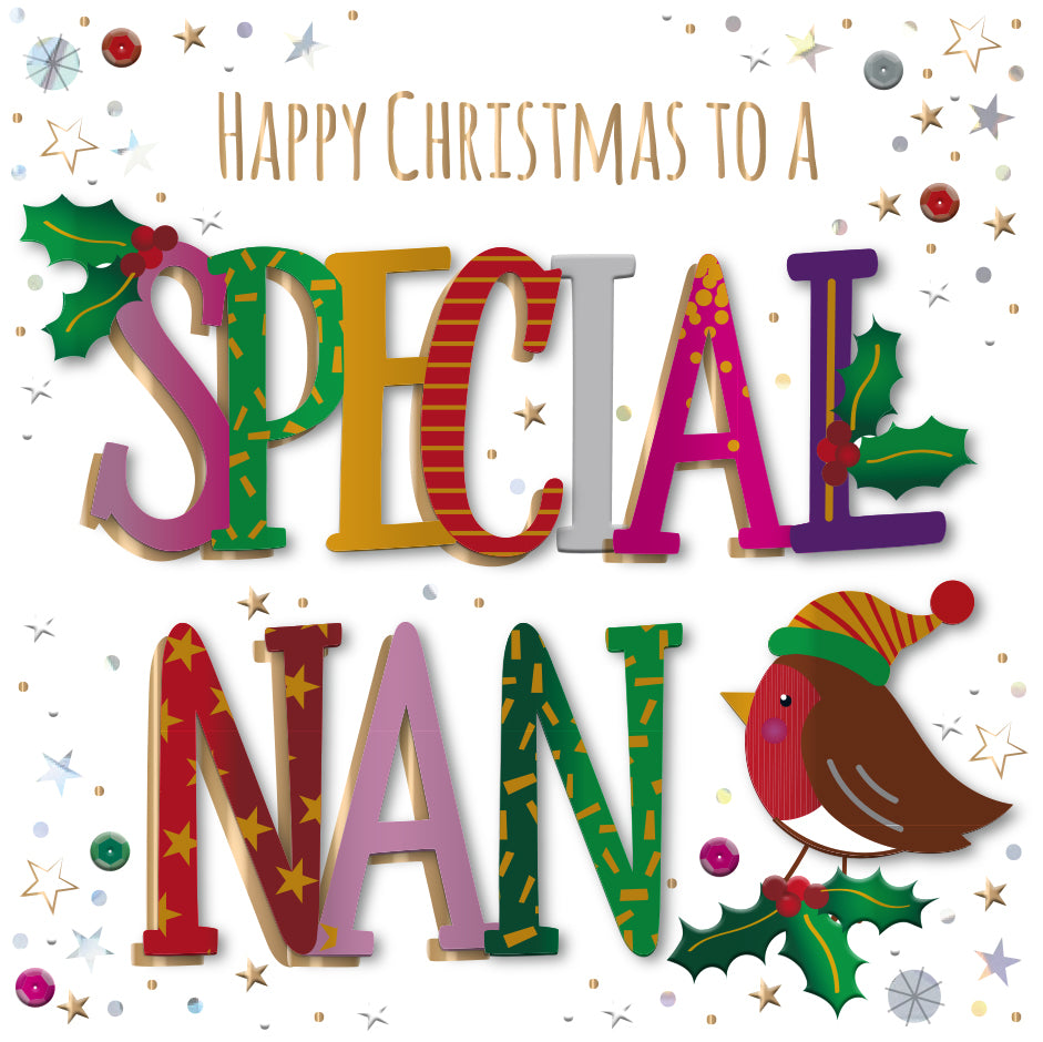 Special Nan Embellished Christmas Greeting Card
