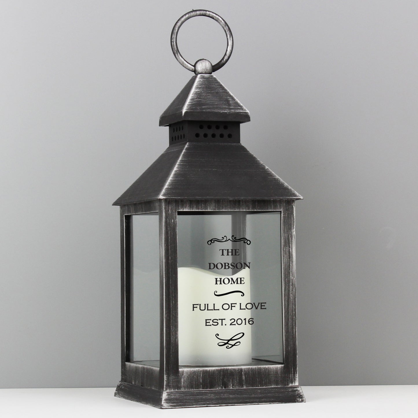 Personalised Antique Scroll Rustic Black Lantern - Personalise It!