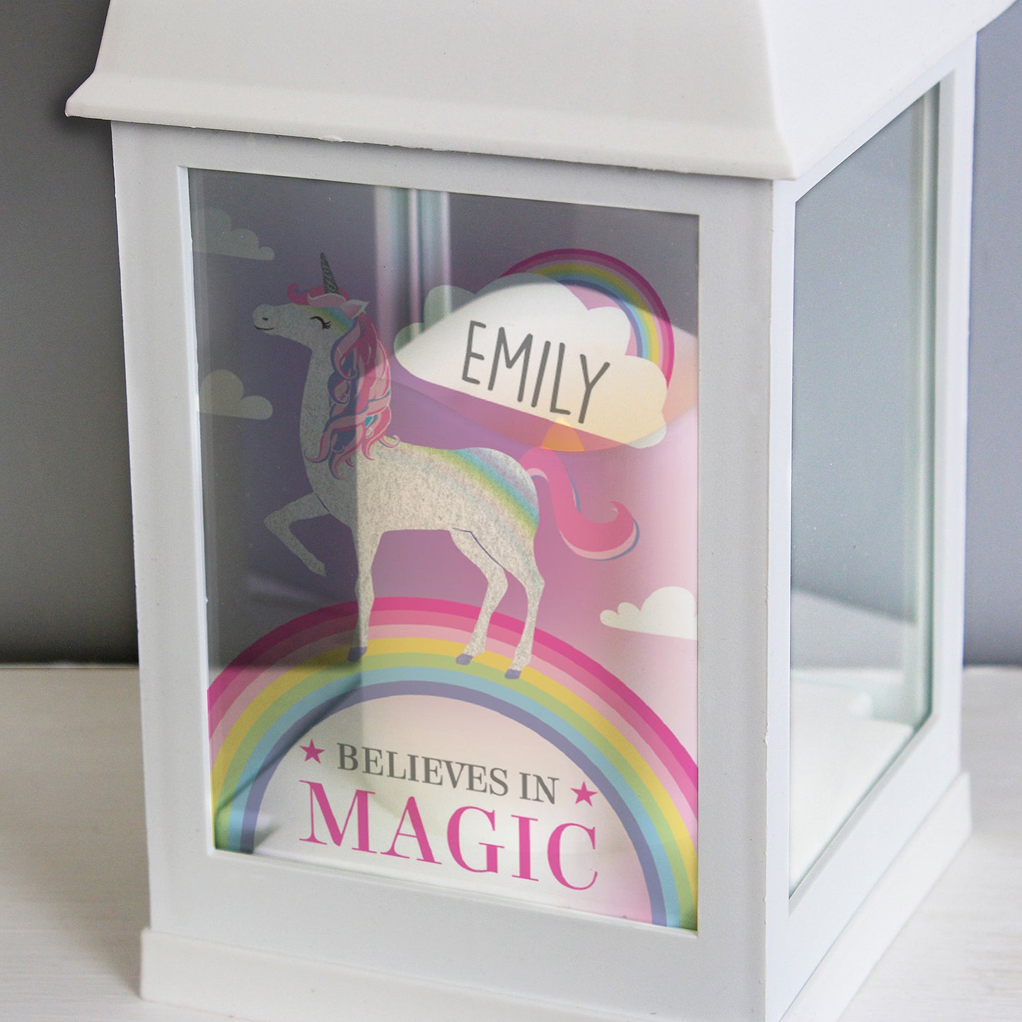 Personalised Unicorn Frost White Lantern - Personalise It!