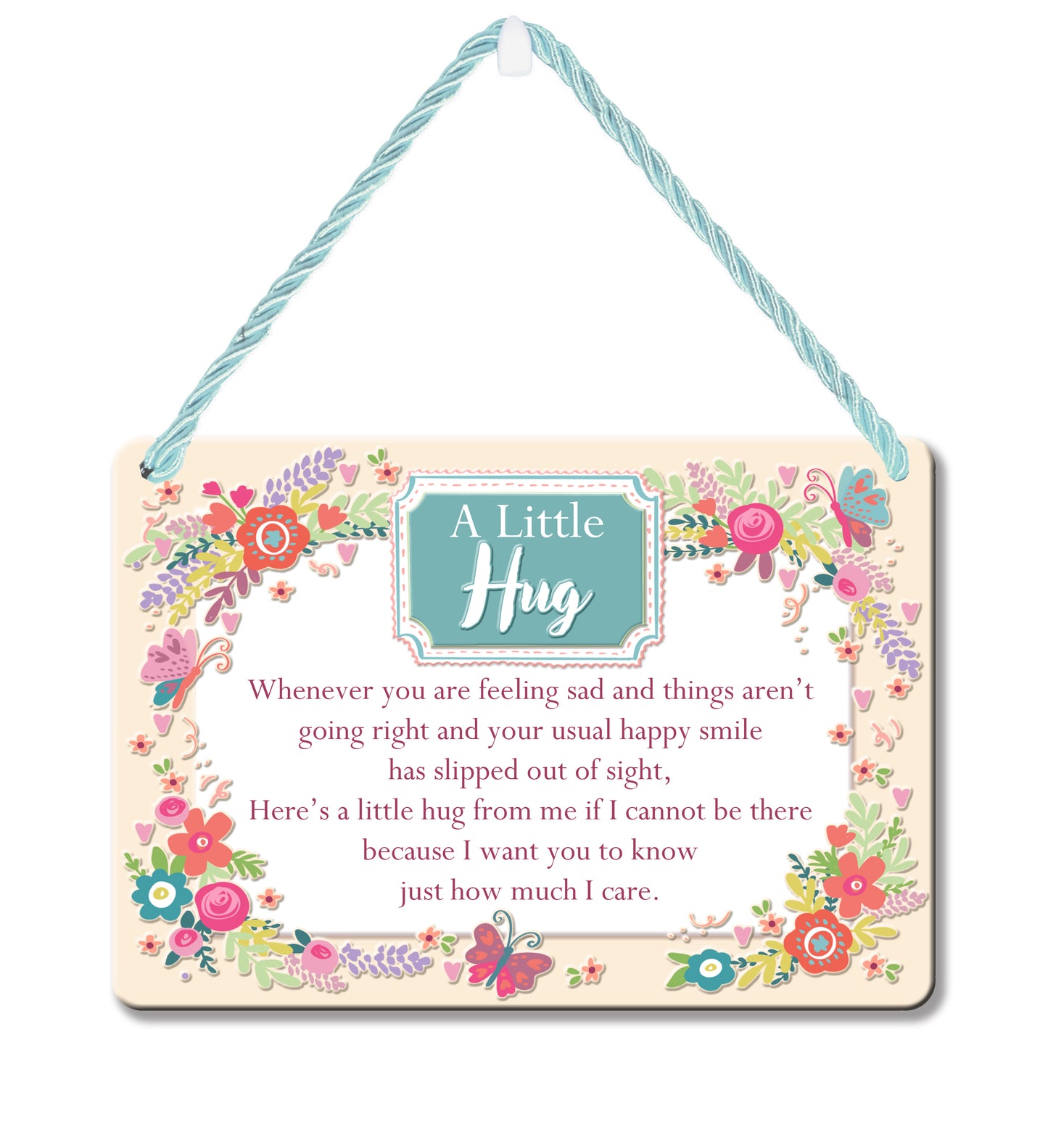 A Little Hug I Want You To Know How Much I Care Tin Hanging Plaque