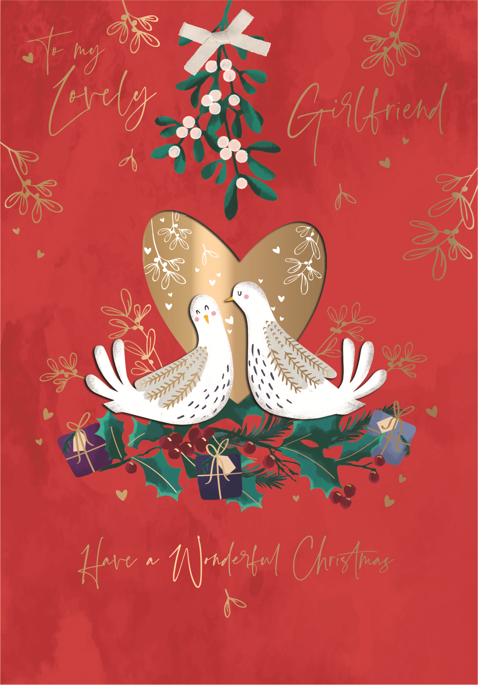 To My Lovely Girlfriend Embellished Christmas Greeting Card