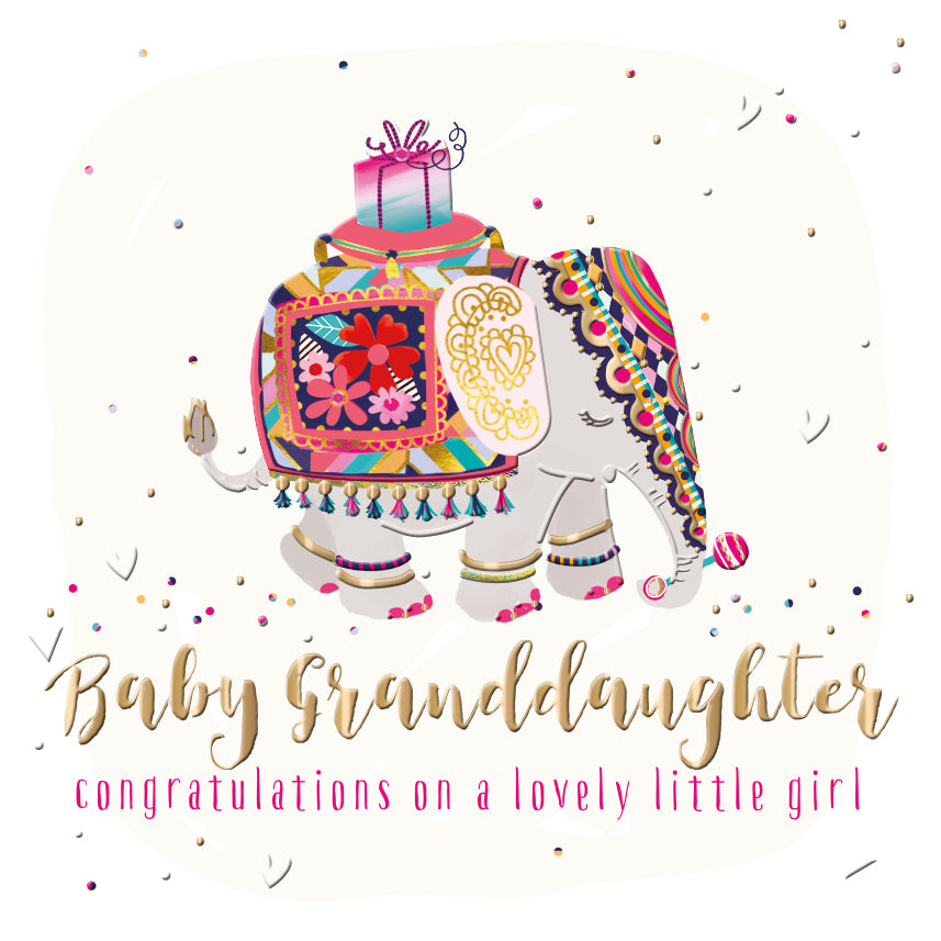 Baby Granddaughter Embellished New Baby Greeting Card