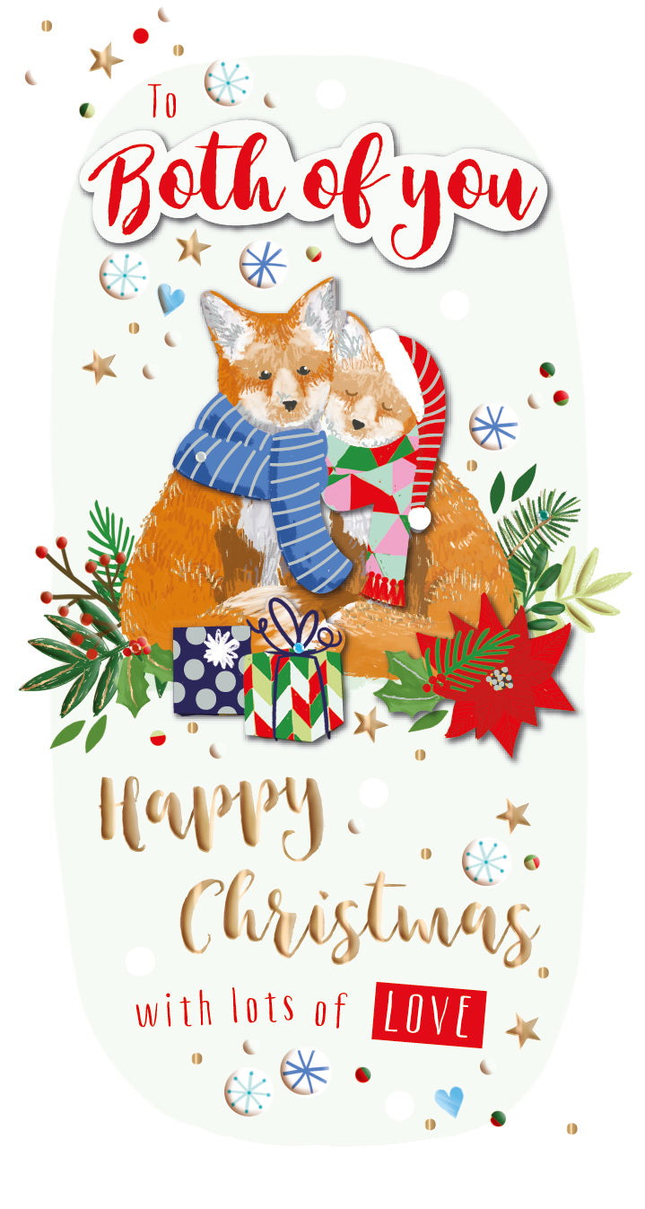 To Both Of You Foxes Embellished Christmas Greeting Card
