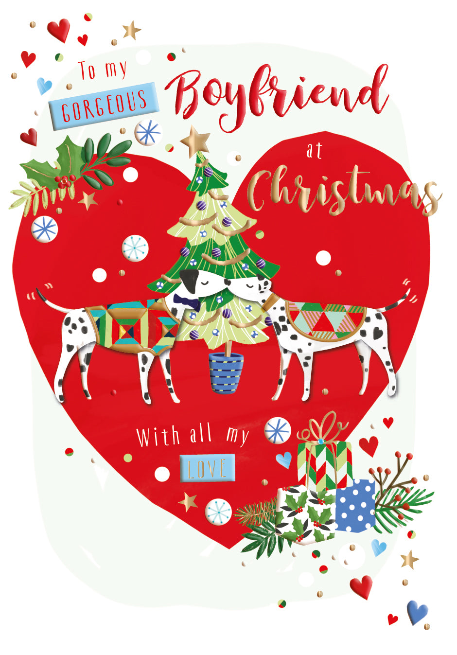 To My Gorgeous Boyfriend Embellished Christmas Greeting Card