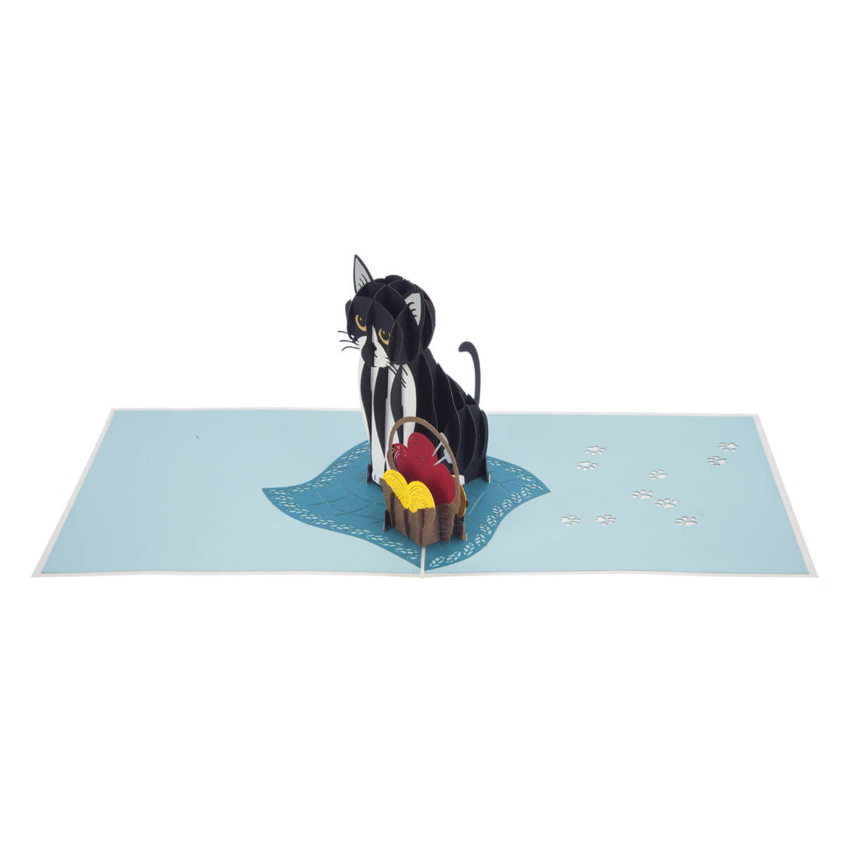 Tuxedo Cat Pop-Up Any Occasion Greeting Card Blank Inside