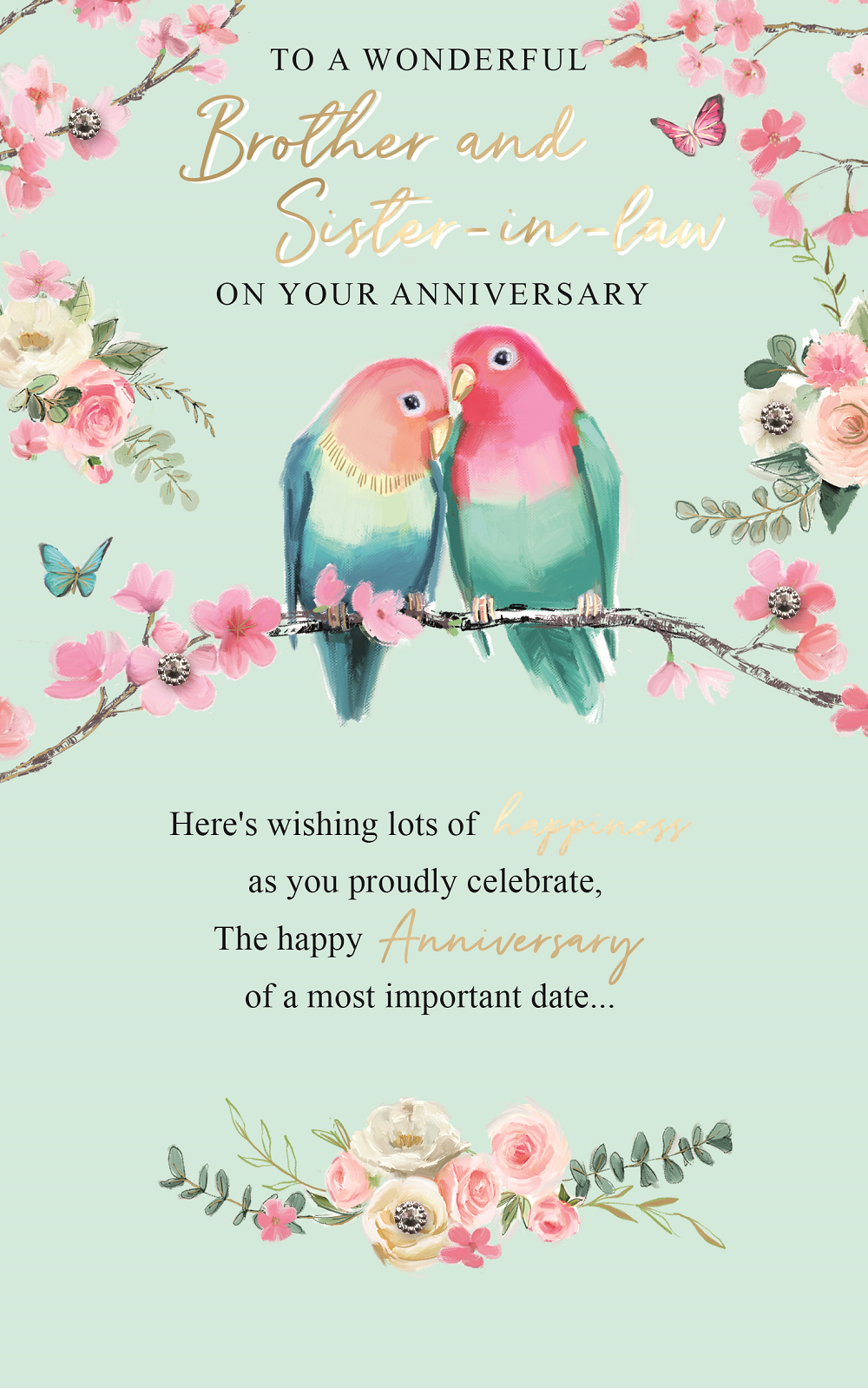 Brother & Sister-In-Law Embellished Anniversary Greeting Card