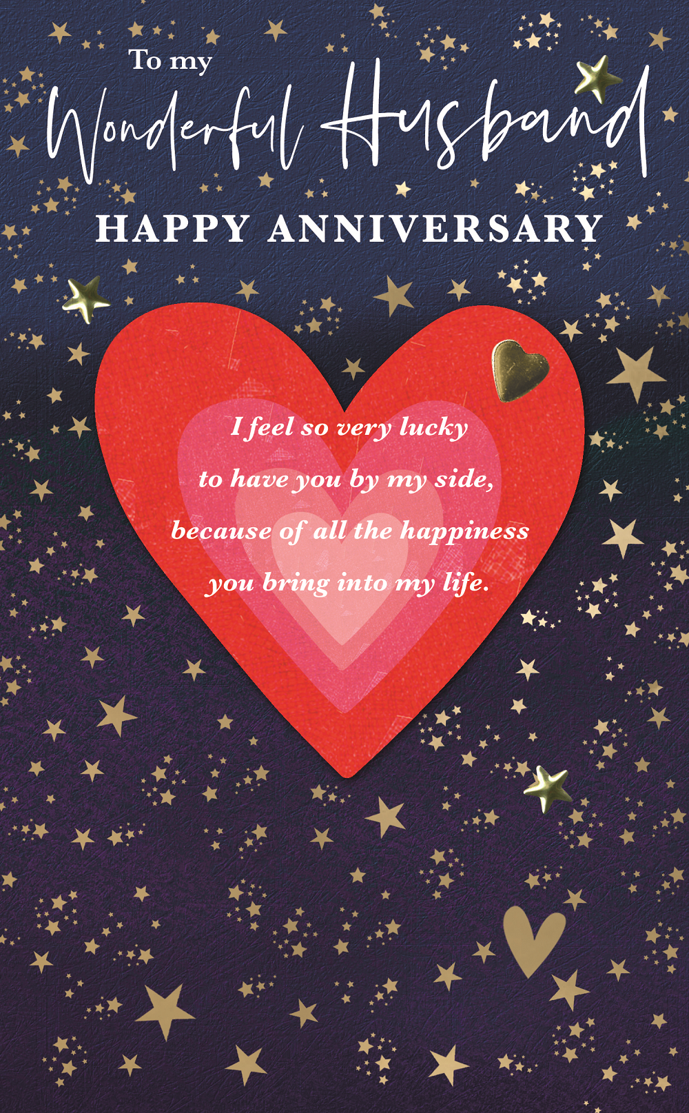 Wonderful Husband Embellished Anniversary Greeting Card