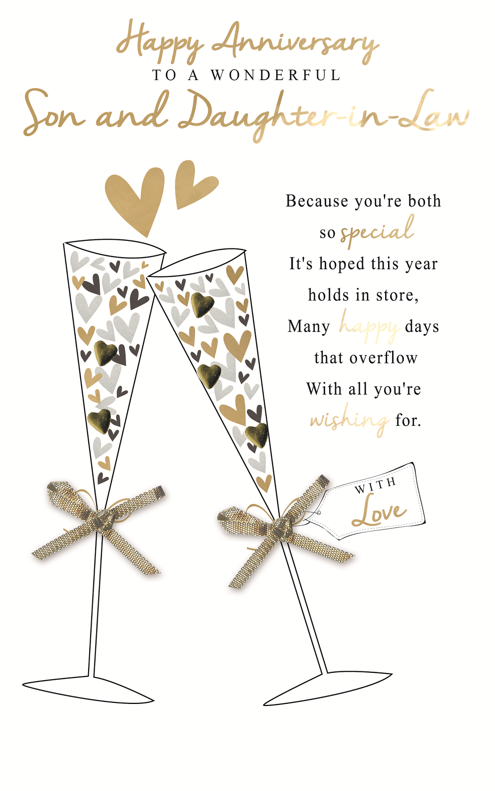 Son & Daughter-In-Law Embellished Anniversary Greeting Card – Love Kate's for Free Printable Anniversary Cards For Son And Daughter In Law
