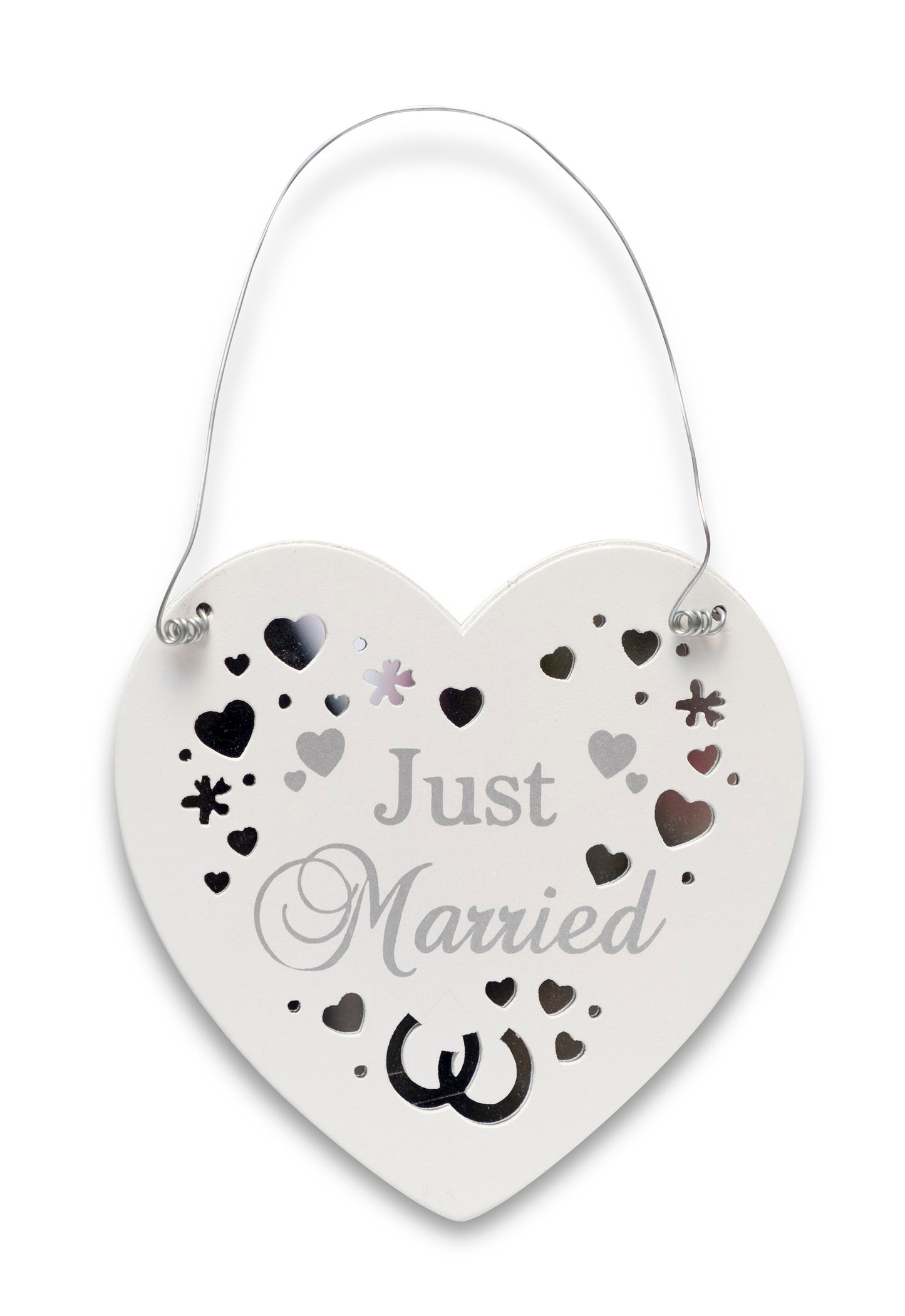Just Married Wooden Hanging Heart Plaque Gift