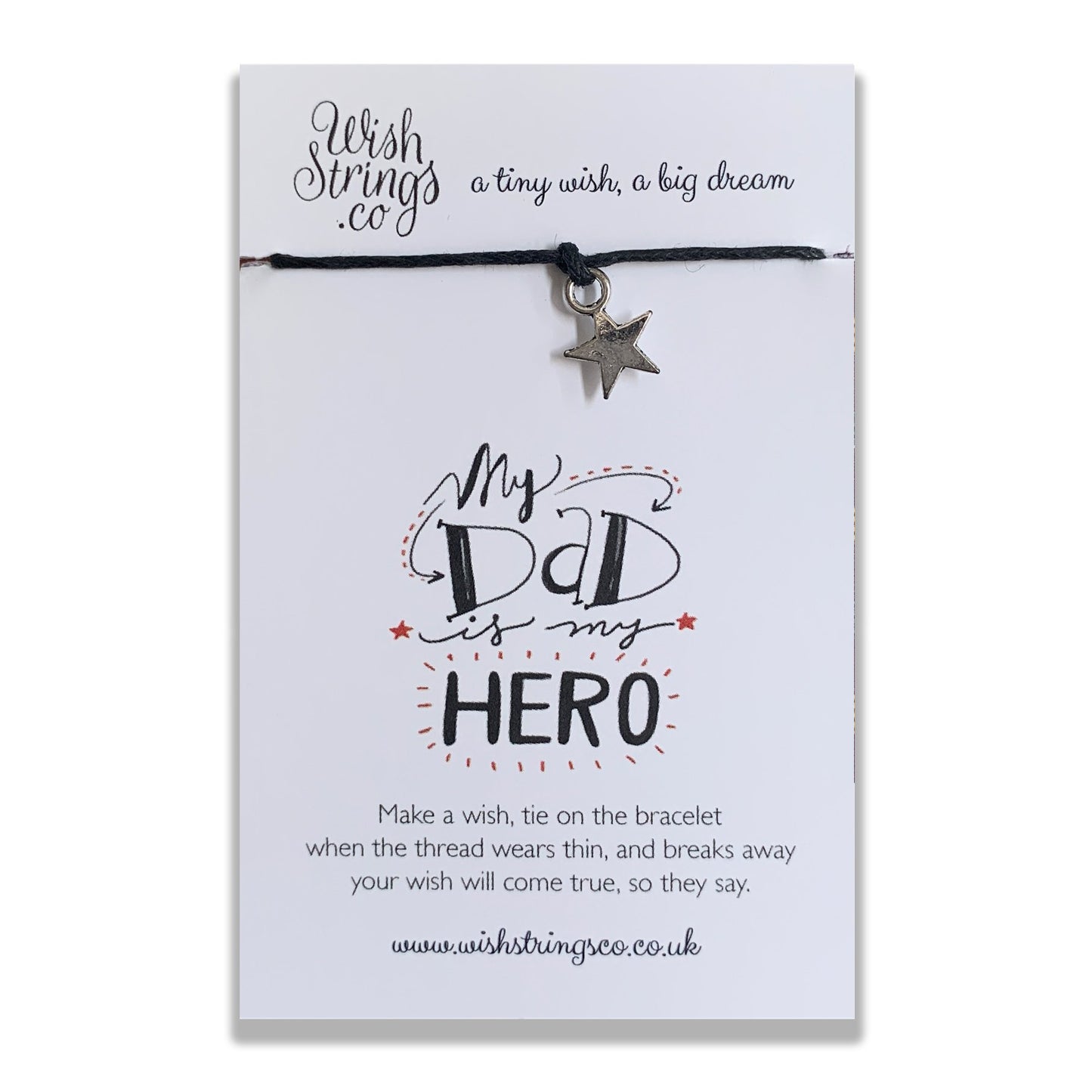 My Dad Is My Hero Wish String Bracelet With Lucky Charm