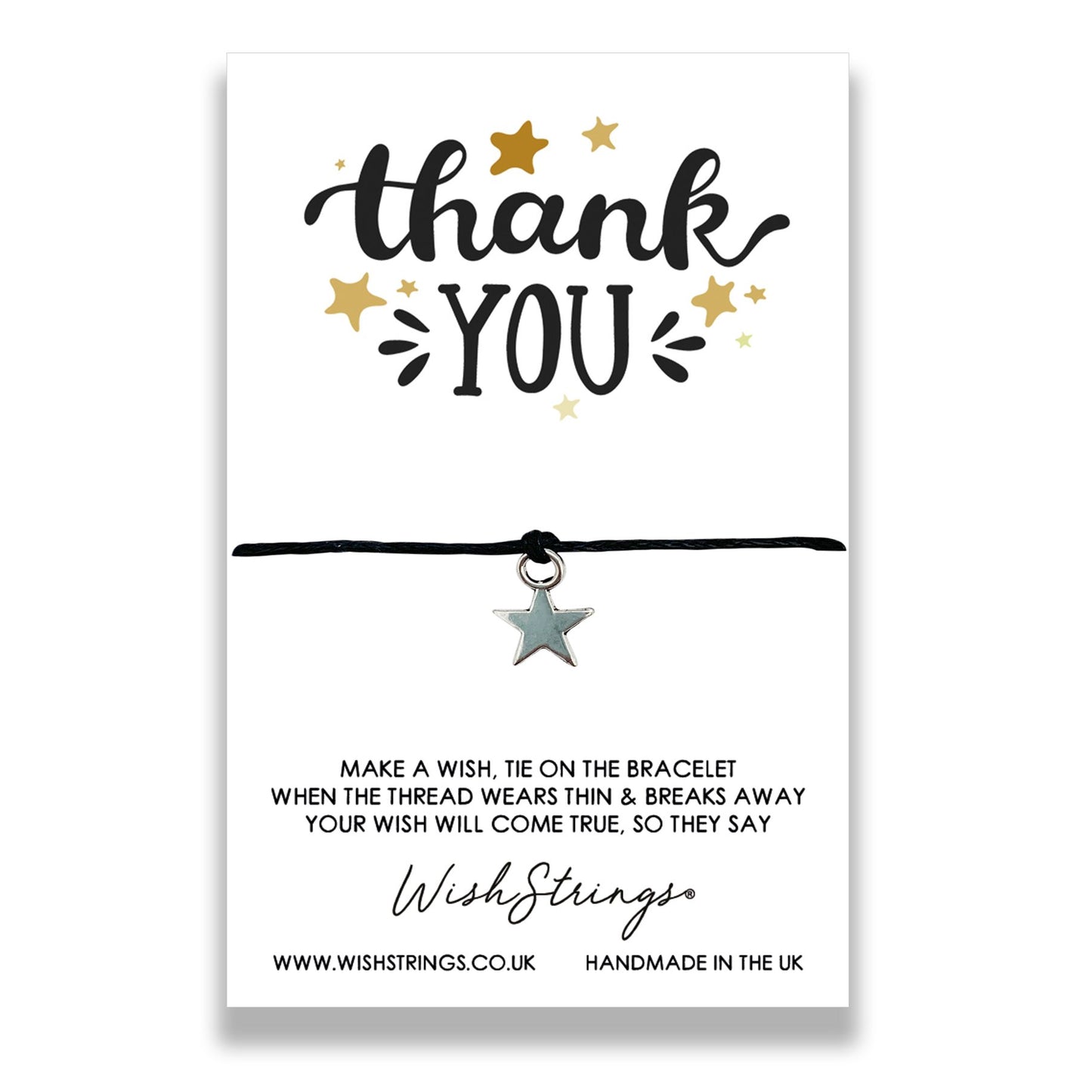 Thank You Wish String Bracelet With Lucky Charm