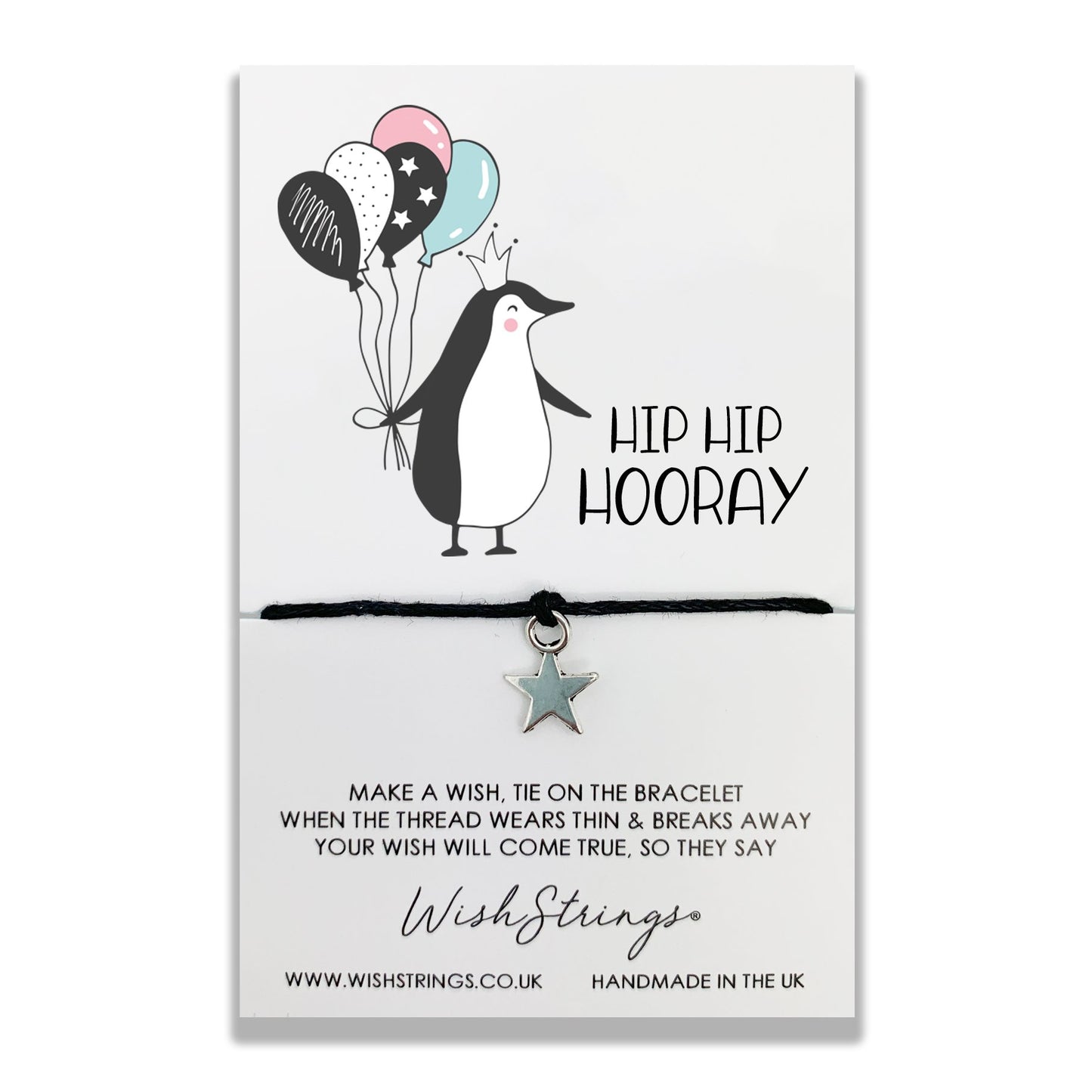 Hip Hip Hooray Wish String Bracelet With Lucky Charm