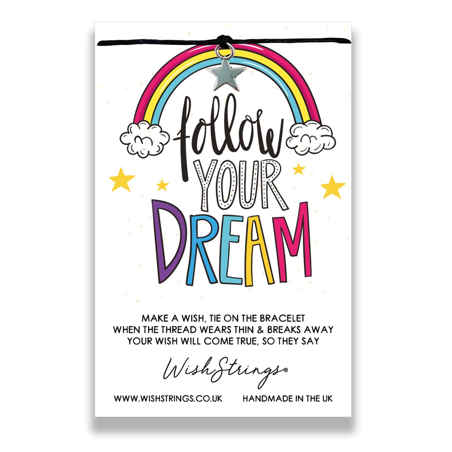 Follow Your Dream Wish String Bracelet With Lucky Charm