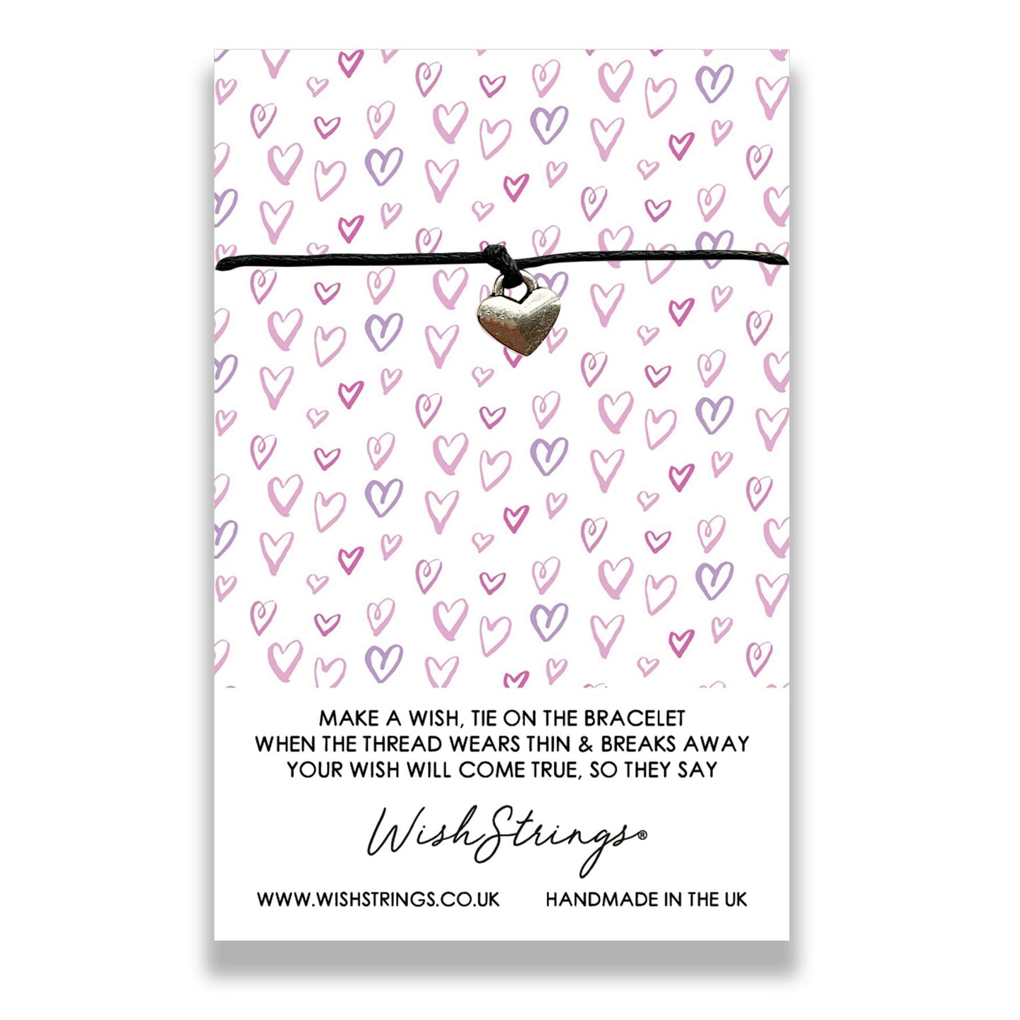 Heart Pattern Wish String Bracelet With Lucky Charm