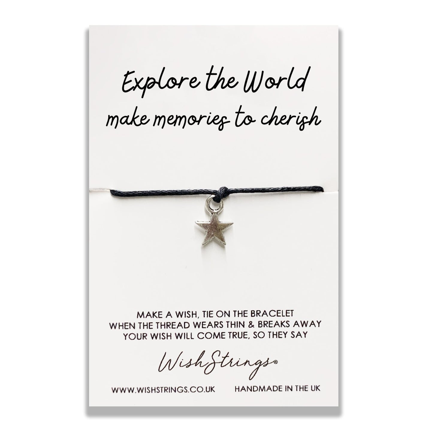 Explore The World Wish String Bracelet With Lucky Charm