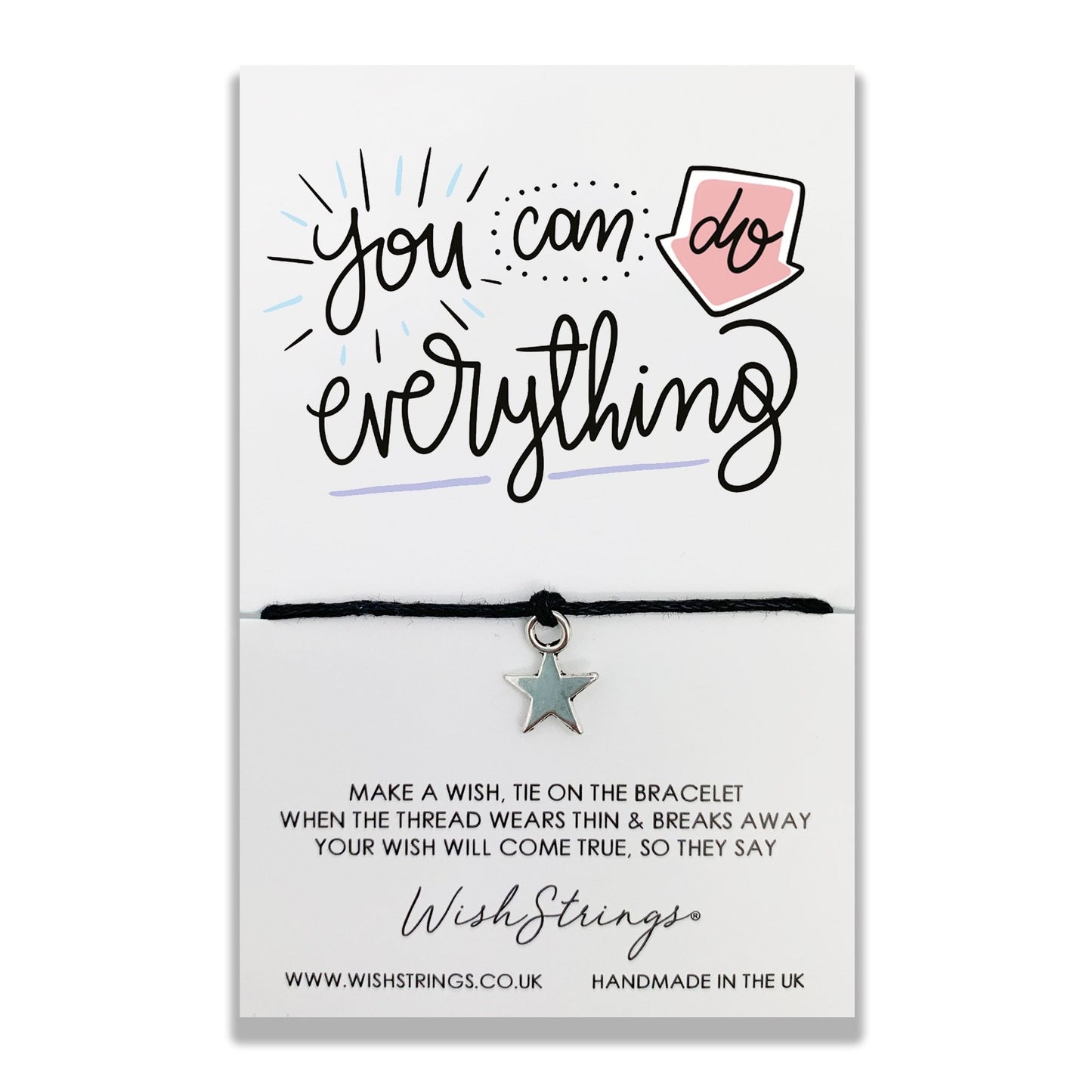 You Can Do Everything Wish String Bracelet With Lucky Charm