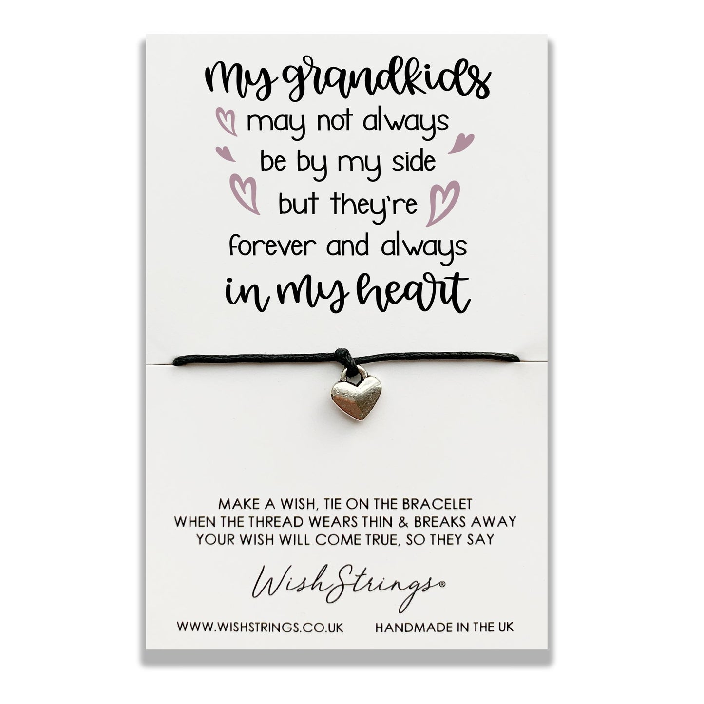 My Grandkids In My Heart Wish String Bracelet With Lucky Charm