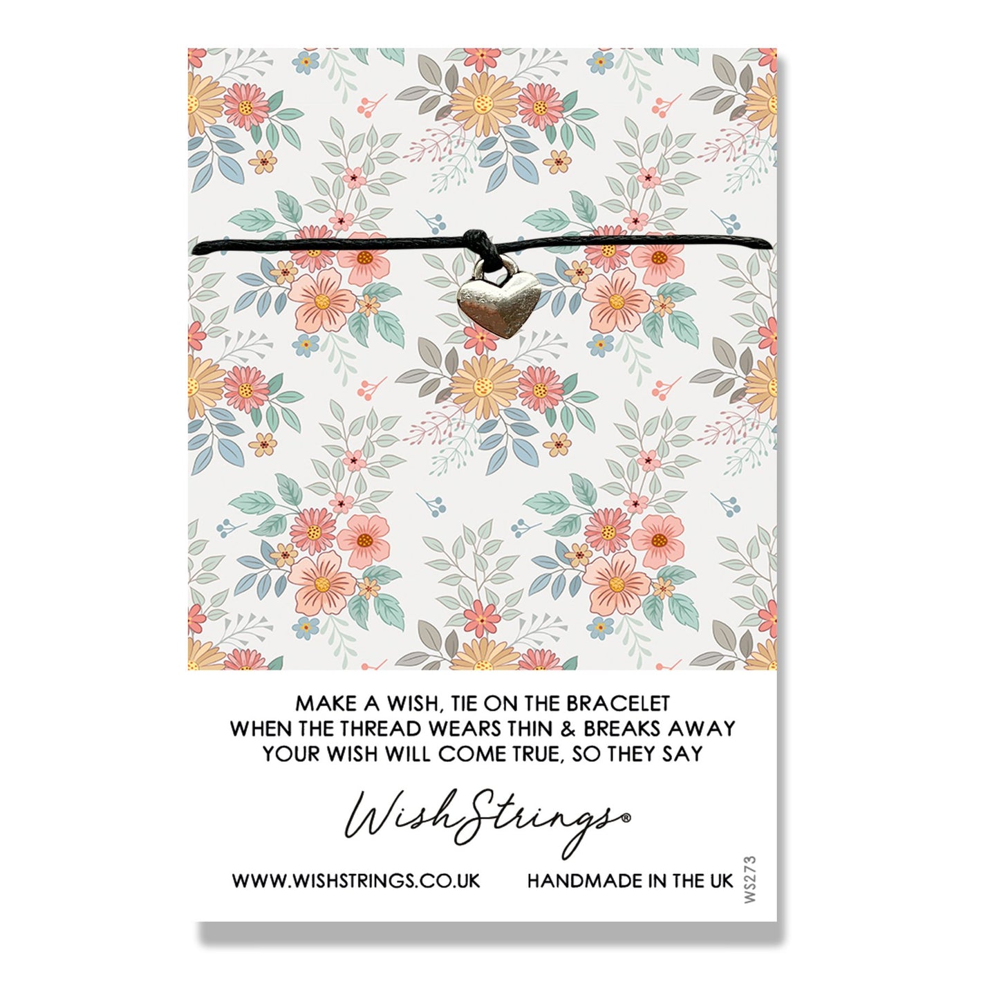 Floral Pattern Wish String Bracelet With Lucky Charm