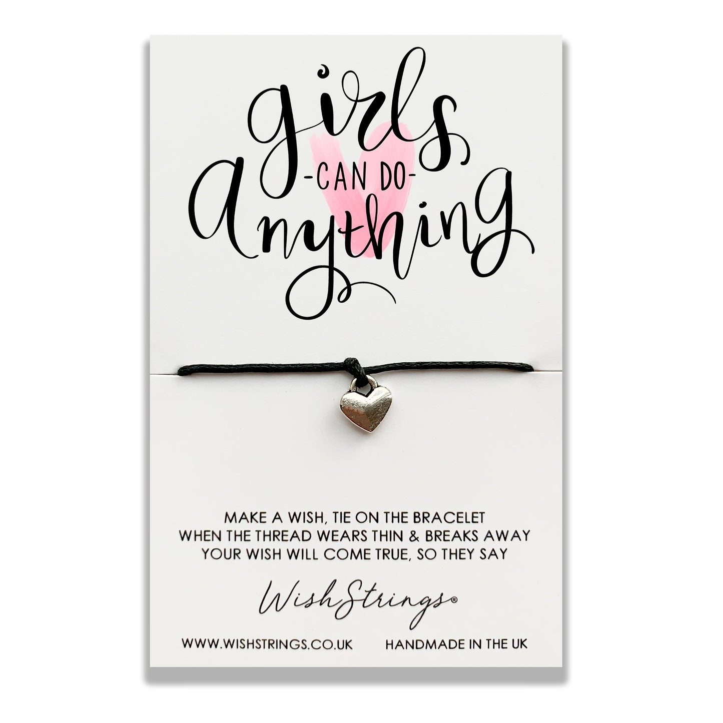 Girls Can Do Anything Wish String Bracelet With Lucky Charm