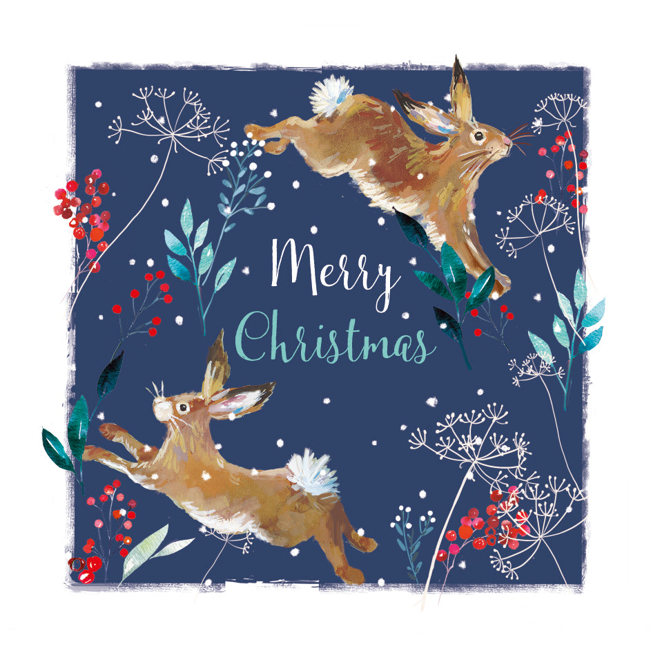 Festive Hares Christmas Greeting Card