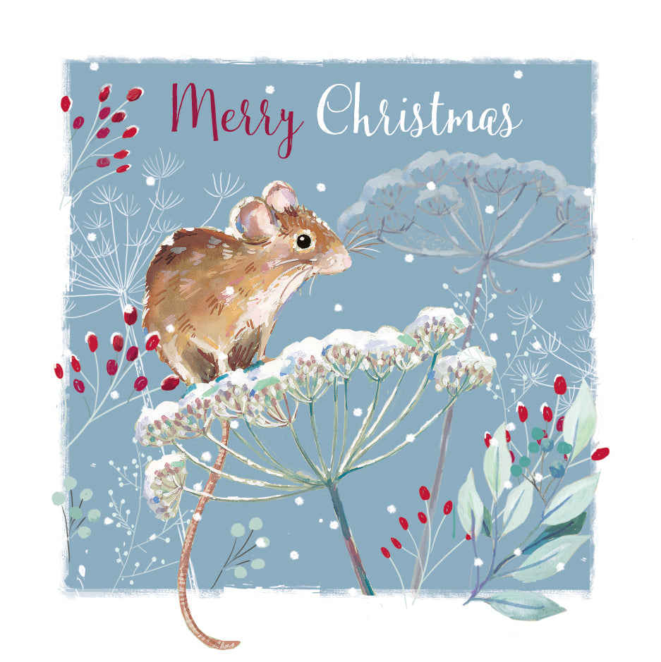 Field Mouse In The Snow Christmas Greeting Card