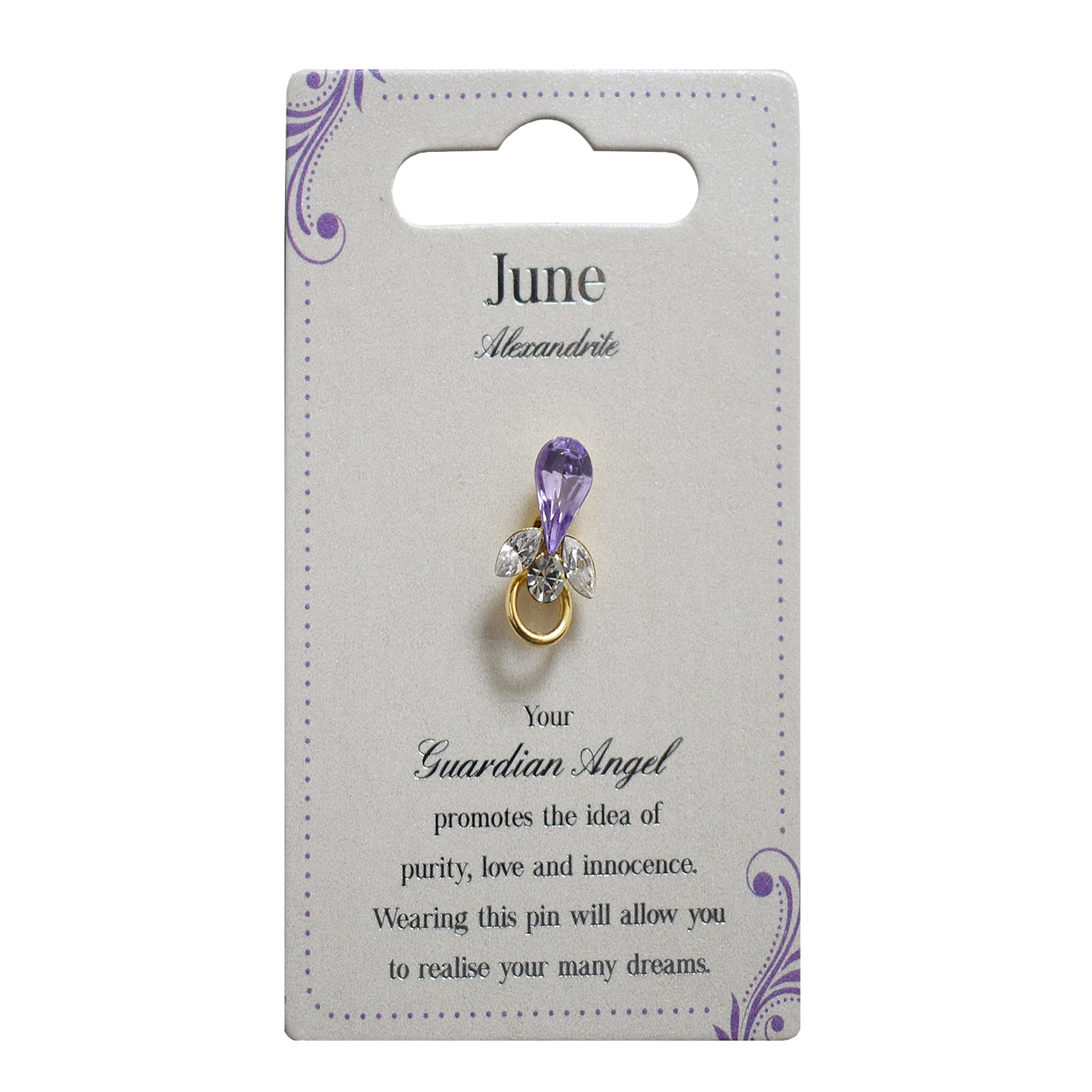 Guardian Angel June Birthstone Angel Pin With Gem Stone