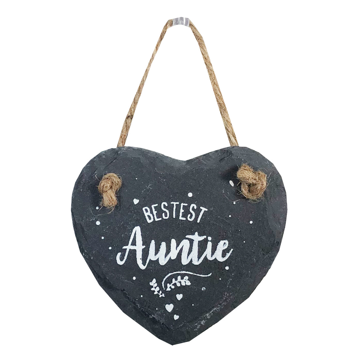Bestest Auntie Mini Heart Shaped Hanging Slate Plaque