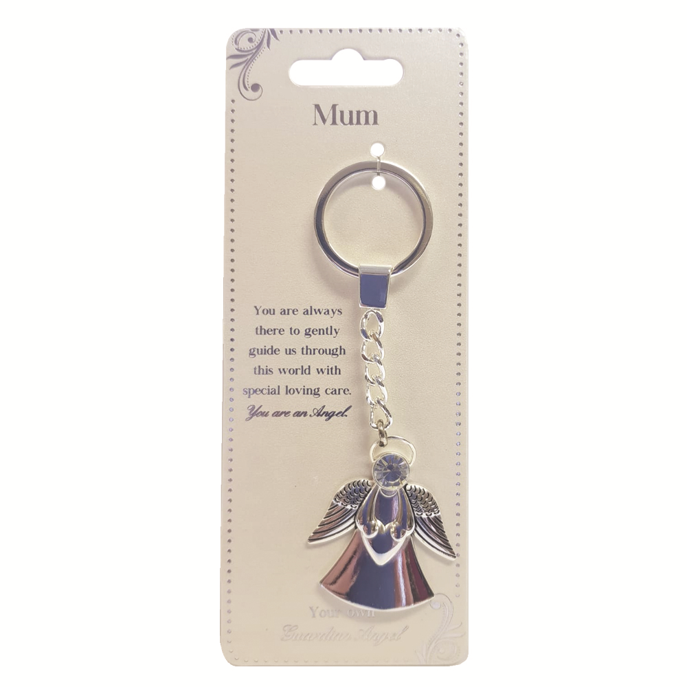 Mum Guardian Angel Keyring With Gemstone