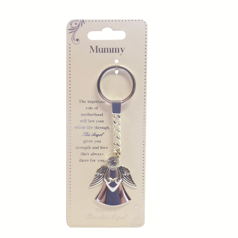Mummy Guardian Angel Keyring With Gemstone