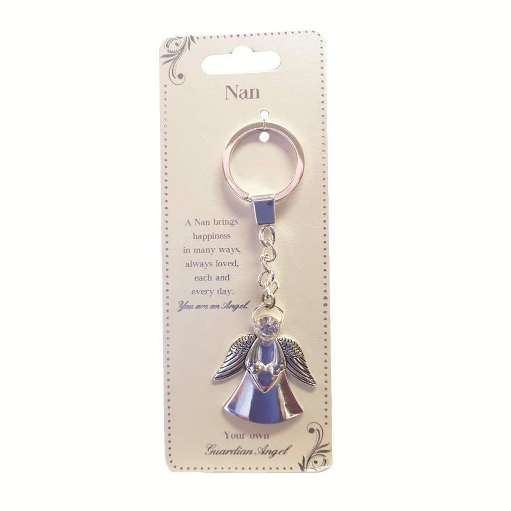 Nan Guardian Angel Keyring With Gemstone